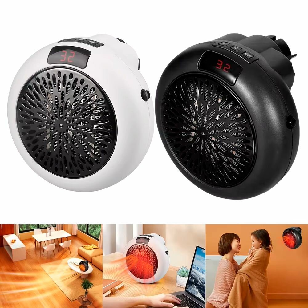 Обзор: Портативный мини обогреватель круглый 142-14, цвет черный / Обогреватель для дома и дачи / Тепловентилятор с пультом