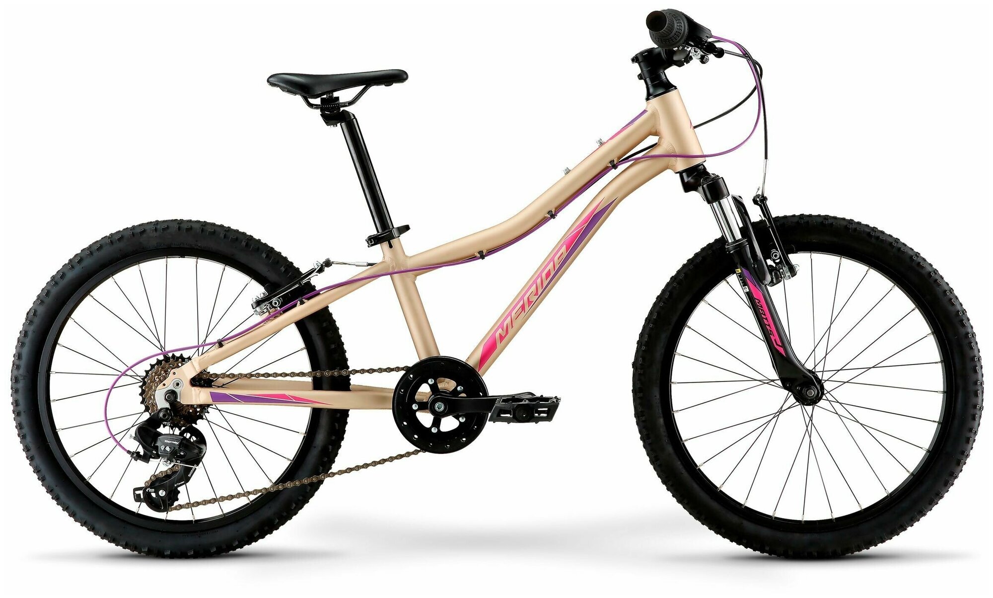 Велосипед подростковый горный Merida Matts J.20 ECO Matt Light Sand/Berry 2022 с колесами 20", 6 скоростей
