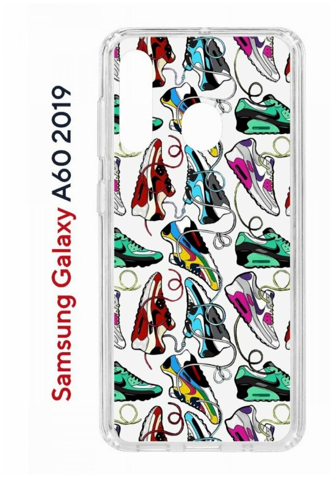 Чехол для Samsung Galaxy A60 2019 Kruche Print Кроссы Nike Air Max, противоударный силиконовый бампер с рисунком, пластиковая накладка с защитой камеры