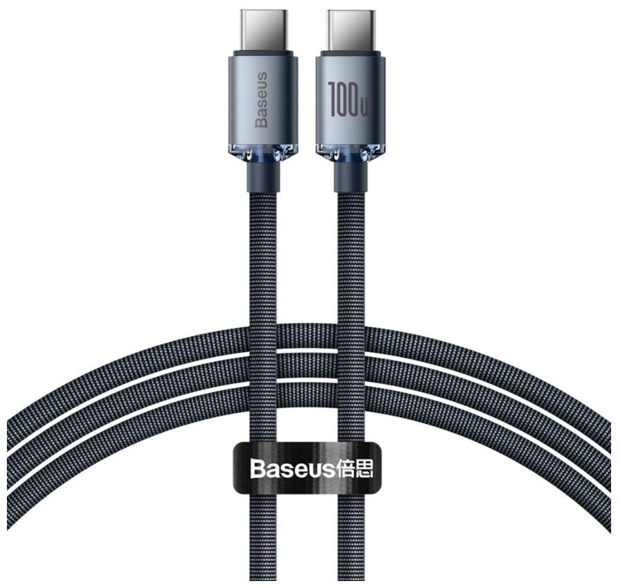 Кабель для передачи данных / быстрой зарядки / Baseus Crystal Shine Series Fast Charging Data Cable Type-C to Type-C 100W 2m Black CAJY000701