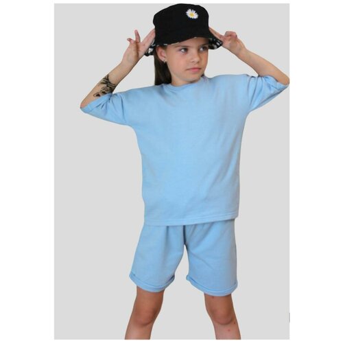 Комплект одежды SET, футболка и шорты, повседневный стиль, размер 116/122, голубой