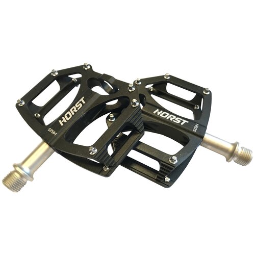 фото Педали 00-170856 алюминиевые h25, ось cr-mo с 3-мя герметичными промподшипниками 74*100*16мм, вес 266 г черные horst