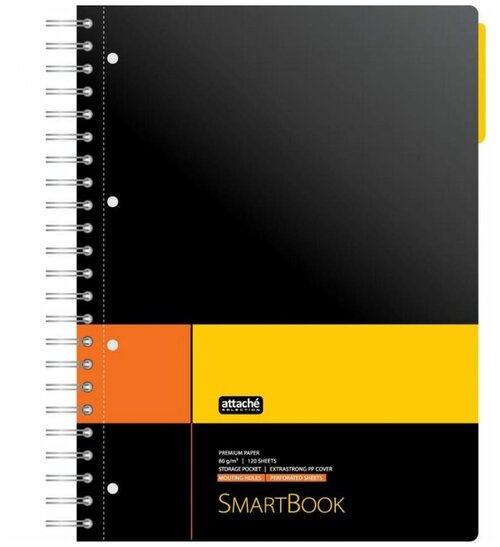 Бизнес-тетрадь Attache Smart Book А4, 120 листов, клетка, спираль, желто-оранжевый (272651)