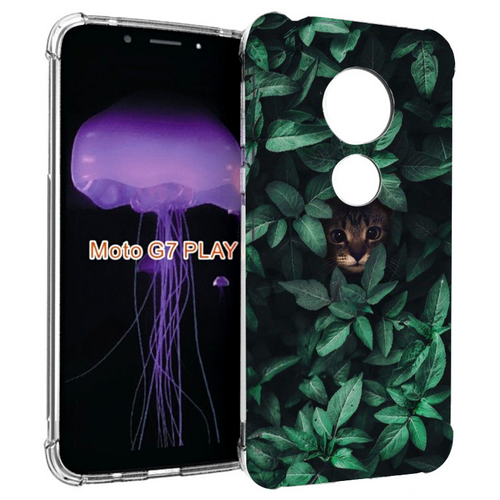 Чехол MyPads котенок в листьях для Motorola Moto G7 Play задняя-панель-накладка-бампер