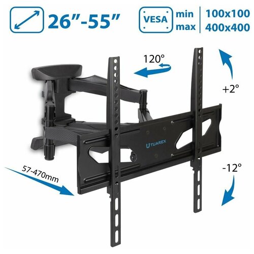 Кронштейн для телевизора на стену / крепление наклонно-поворотное Tuarex ALTA-408 / до 55 дюймов / vesa 400x400