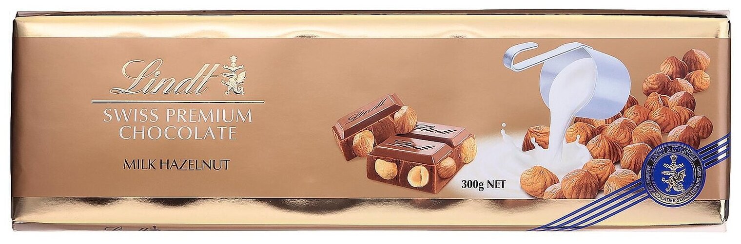 Шоколад Lindt Gold Swiss Premium Milk - Hazelnut Chocolate / Линд Премиум Молочный с цельным фундуком, 300 гр (Швейцария) - фотография № 9