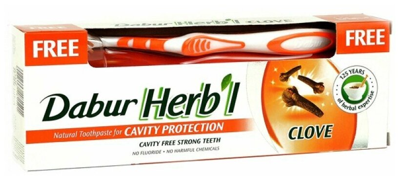 Зубная паста Dabur Herbl Clove в комплекте с зубной щеткой, 150 гр.