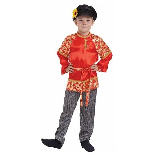 Русский народный костюм для мальчика Хохлома с золотом, р-р 60, рост 116 см