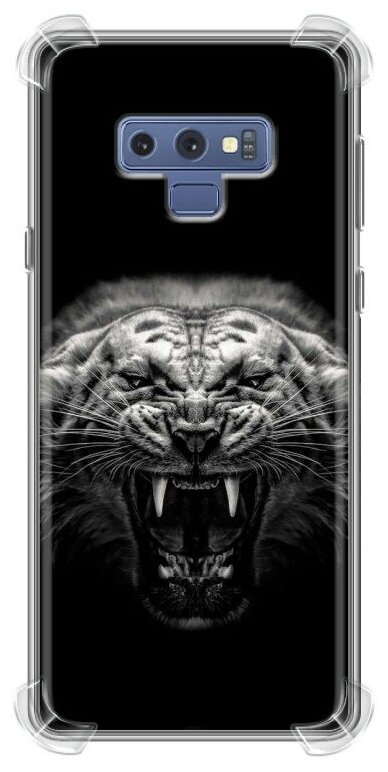 Дизайнерский силиконовый с усиленными углами чехол для Самсунг Нот 9 / Samsung Galaxy Note 9 Рычащий тигр