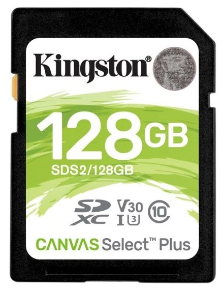 Карта памяти Kingston Canvas Select Plus SDXC 128Gb UHS-I U3 V30 (100/85 Mb/s) — фото 1