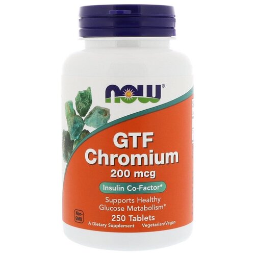 Жиросжигатели NOW GTF Chromium 200 mcg. 250 таб