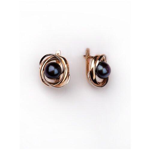 Серьги из золота с чёрным жемчугом