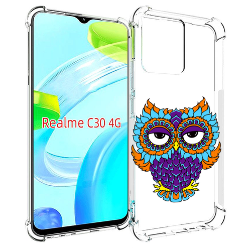 Чехол MyPads Цветная сова для Realme C30 4G / Narzo 50i Prime задняя-панель-накладка-бампер чехол mypads мне нельзя сладкое для realme c30 4g narzo 50i prime задняя панель накладка бампер