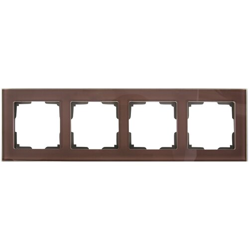 Рамка для розеток и выключателей Werkel Favorit 4 поста, стекло, цвет коричневый