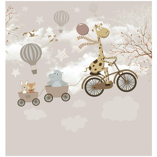 Фотообои флизелин эко Жираф на велосипеде 260x275 5935₽