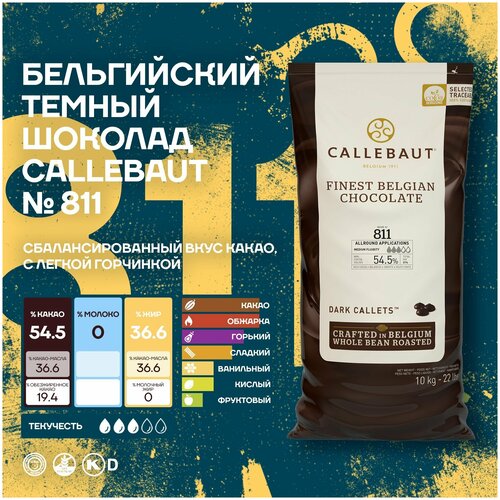 Бельгийский темный шоколад №811 54,5% Callebaut (2*10 кг)