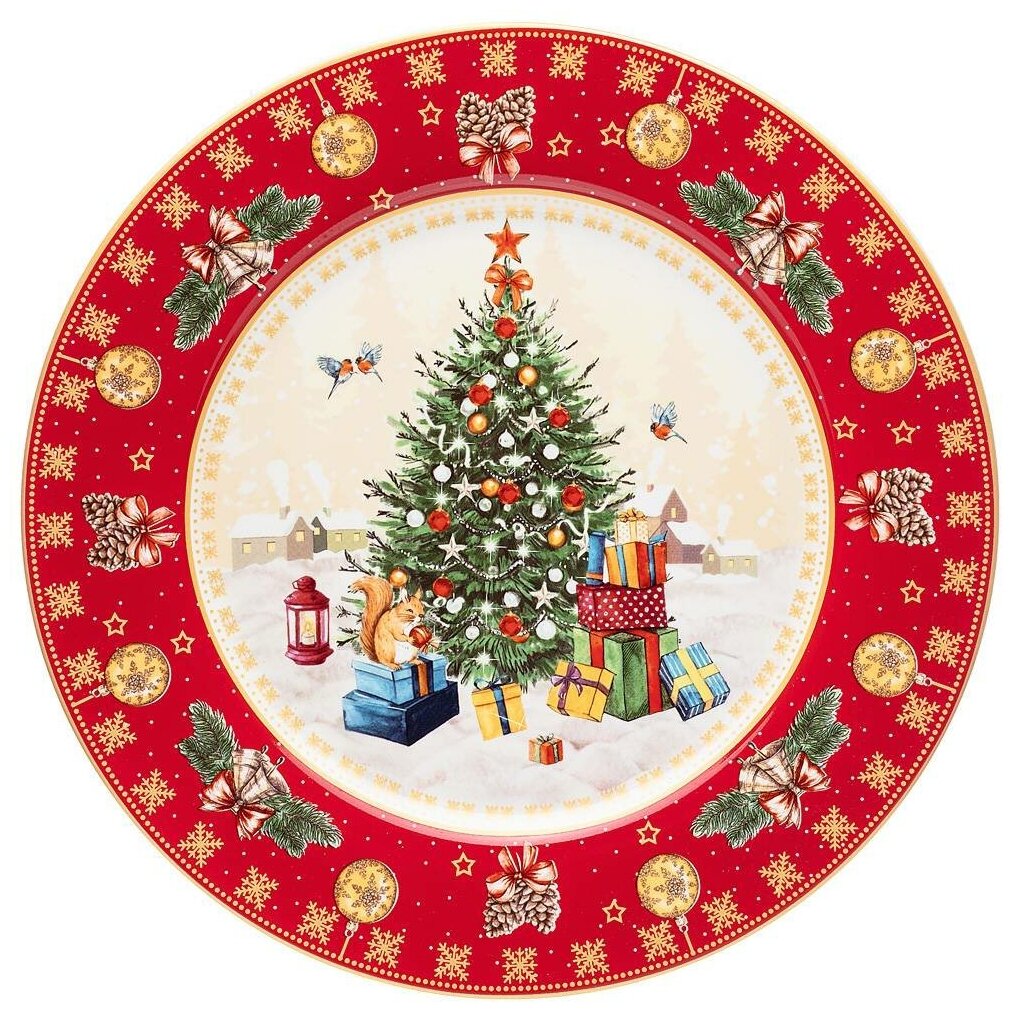 Тарелка обеденная елка 26см красная Lefard (85-1705)