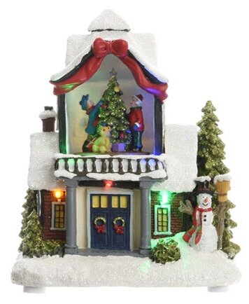 Kaemingk Светящийся новогодний домик Christmas Village: в гостях у Тимми 18*16*10 см, с движением 481462