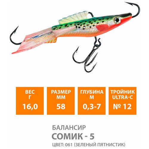 фото Балансир для зимней рыбалки aqua сомик-5 58mm 16g цвет 061