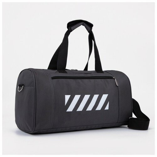 фото Сумка спортивная на молнии, наружный карман, держатель для чемодана, цвет серый mikimarket