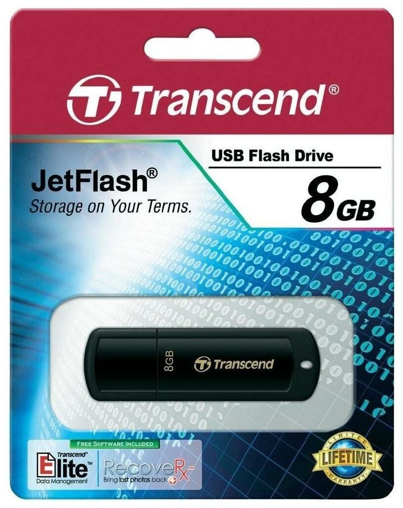 Флеш Диск Transcend 8Gb Jetflash 350 TS8GJF350 USB2.0 черный - фотография № 6