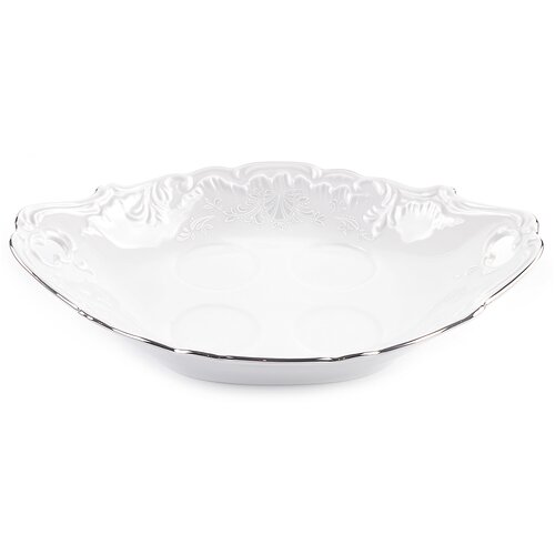 Поднос Cmielow Рококо, узор платина белый 17 см