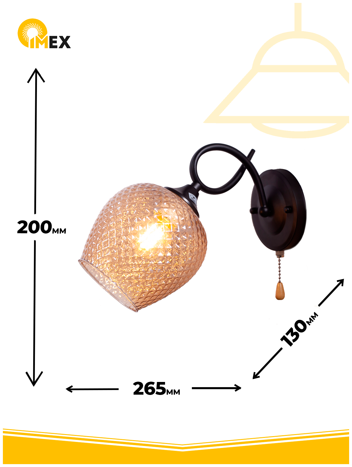 Бра настенное IMEX, MD.3476-1-W BK, черный