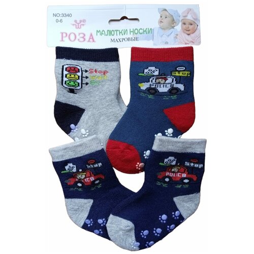 фото Носки махровые baby 3 пары/носки с тормозами/носки хлопок/детские носки теплые роза