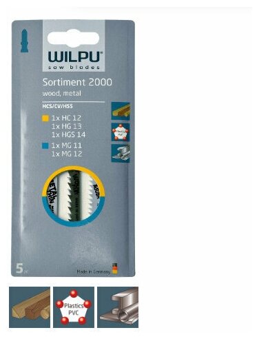 Набор пилка для лобзика WILPU Набор Sortiment 2000 Арт.0286000005 Тип - T для дерева, металла уп.5 шт