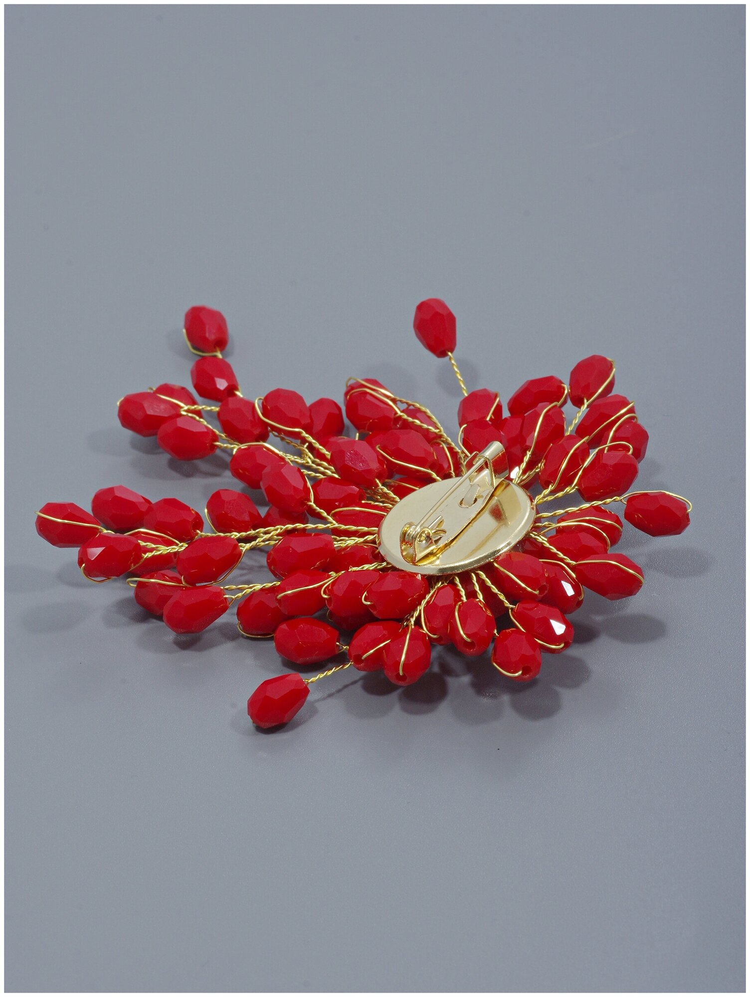 Брошь ЖемАрт, кристалл, 1 шт., красный — фото 1