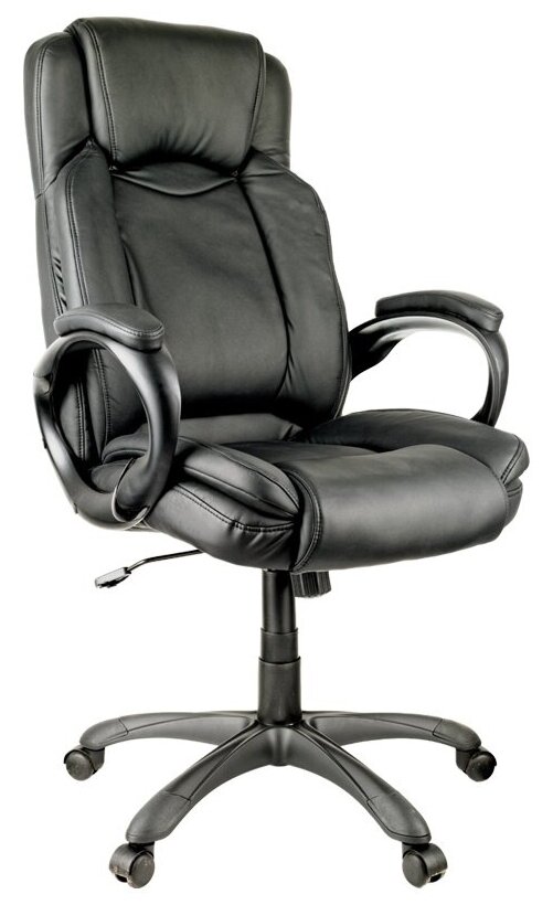 Компьютерное офисное удобное кресло (стул) для руководителя с подлокотниками Helmi HL-E21 "Timing" экокожа черная