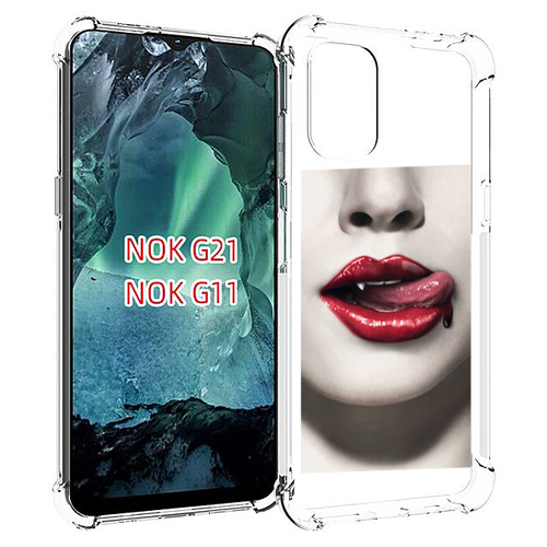 Чехол MyPads губы-вампирши для Nokia G11 / G21 задняя-панель-накладка-бампер