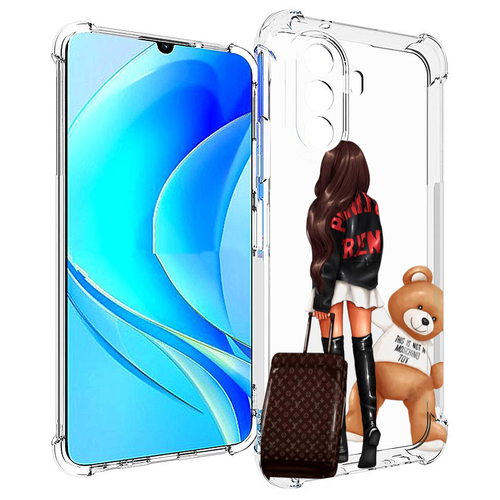 Чехол MyPads девушка-с-модным-чемоданом женский для Huawei Nova Y70 / Nova Y70 Plus (MGA-LX9N) / Huawei Enjoy 50 задняя-панель-накладка-бампер чехол mypads девушка с розовой розочкой женский для huawei nova y70 nova y70 plus mga lx9n huawei enjoy 50 задняя панель накладка бампер