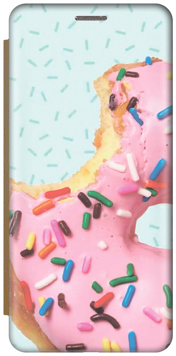 Чехол-книжка Вкусный пончик на Samsung Galaxy Note 10 / Самсунг Ноут 10 с эффектом блика золотой