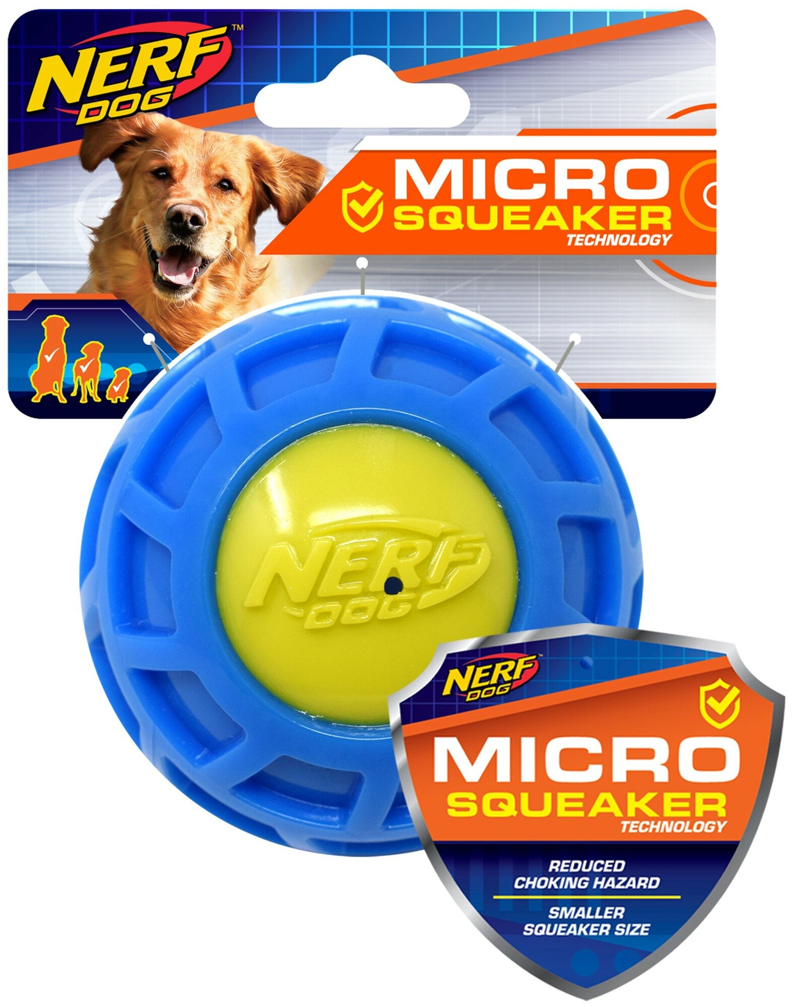 NERF Микро игрушка для собак рифленый мяч из термпопластичной резины, синий зеленый - 10 см - фотография № 6