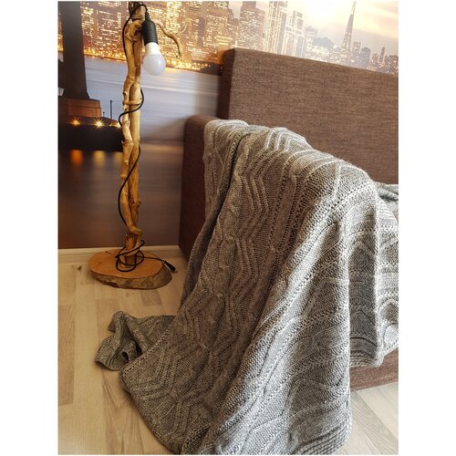 Плед из шерсти мериноса/ Серый плед 180х130 см