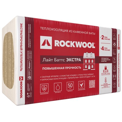 Каменная вата Rockwool Лайт Баттс Экстра 1000x600х100мм 4 шт