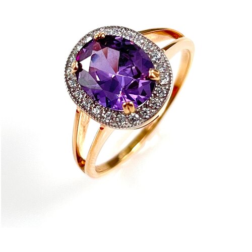 фото Кольцо из красного золота 585 пробы с александритом и фианитами нет бренда