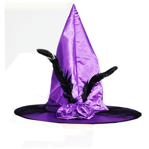 фото Колпак ведьмы с розами и вуалью цвет фиолетовый маски - карнавал