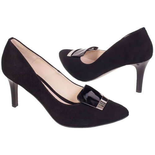 Женские замшевые туфли на шпильке Emis EM-7314/442 czarne