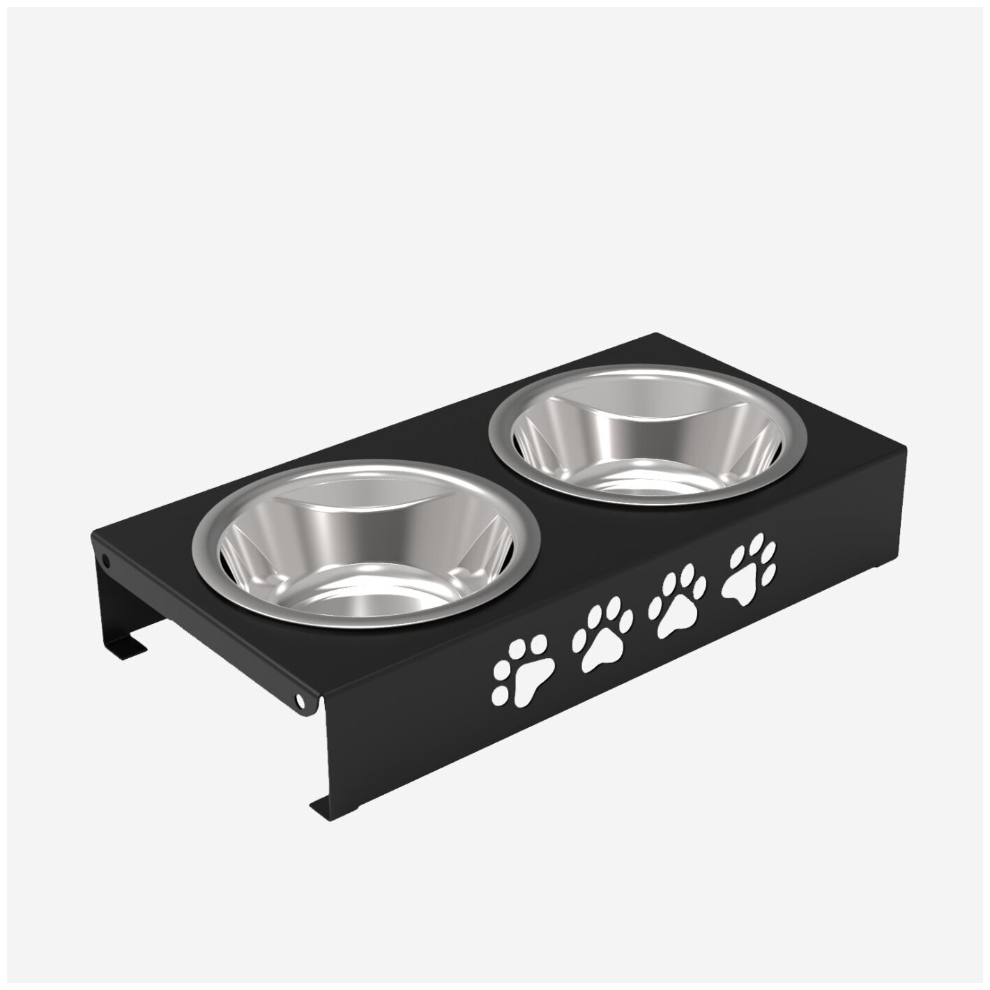 Миска для собак двойная металлическая черная "Дружок 4" 850мл/кормушка/подставка для кормления
