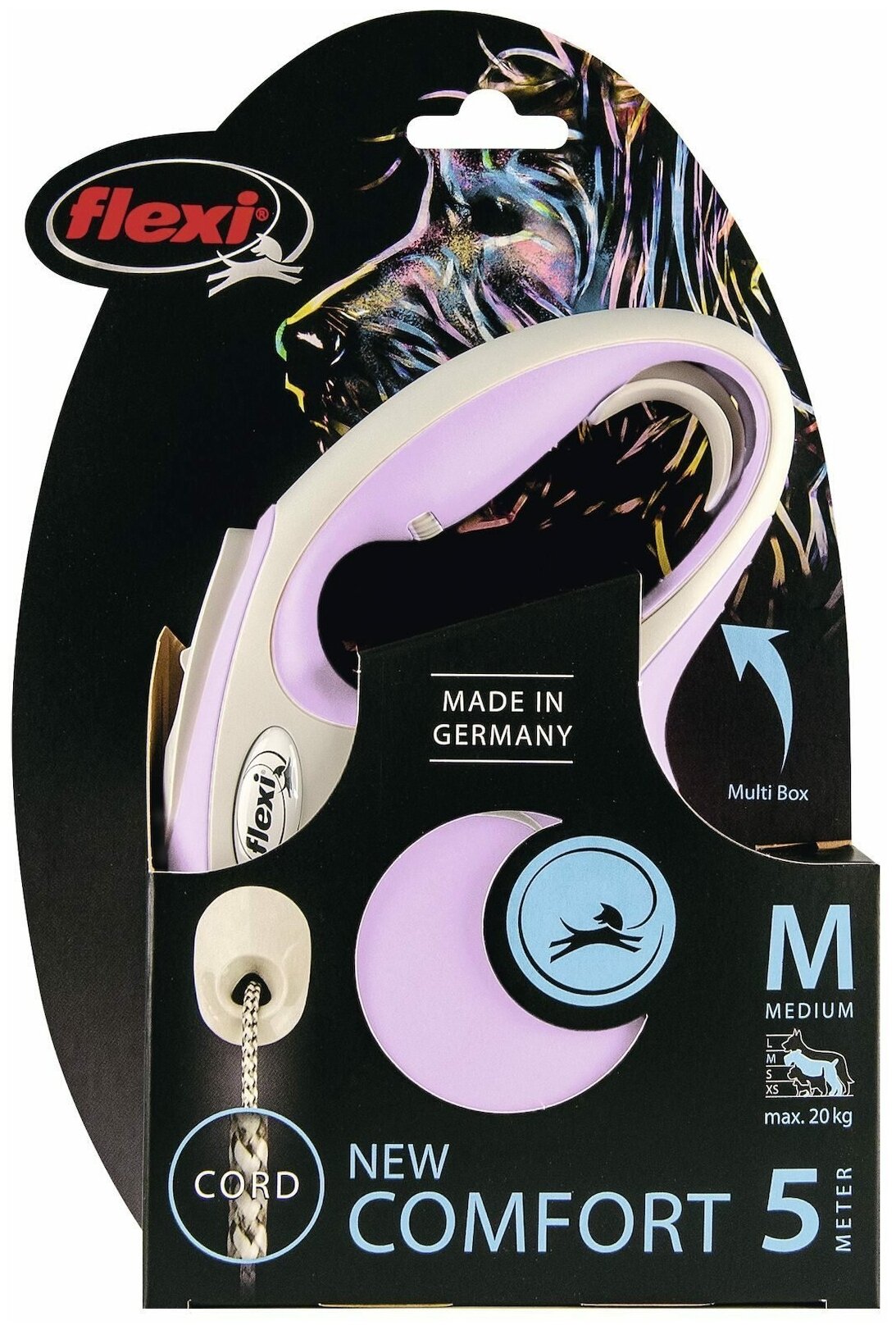 Рулетка для собак Flexi New Comfort М, до 20 кг, цвет: черный/розовый, 5м - фото №4