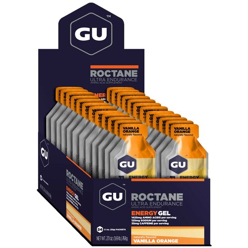 фото Гель питьевой gu energy gu roctane energy gel 35mg caffeine 24 стика x 32 г, ваниль-апельсин