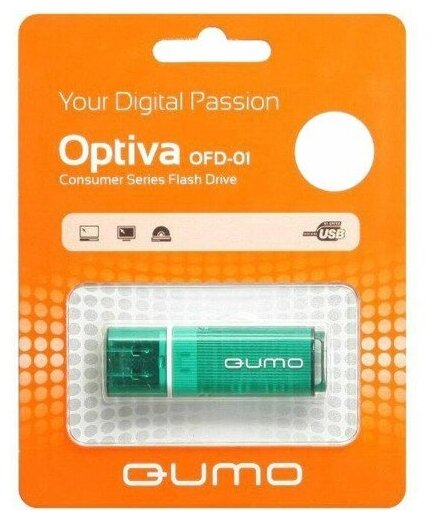 Флешка Qumo Optiva 01 16 Гб usb 2.0 Flash Drive - зелёная