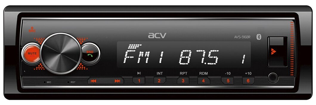 Автомобильный ресивер с Bluetooth, поддержкой ACV RC и ACV Control, красная подсветка ACV AVS-916BR