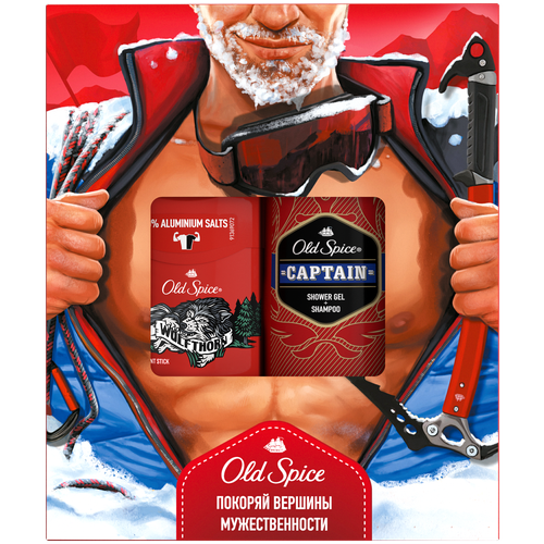 Набор Old Spice, дезодорант-стик Wolfthorn, 50 мл и Гель для душа + Шампунь Captain, 250 мл