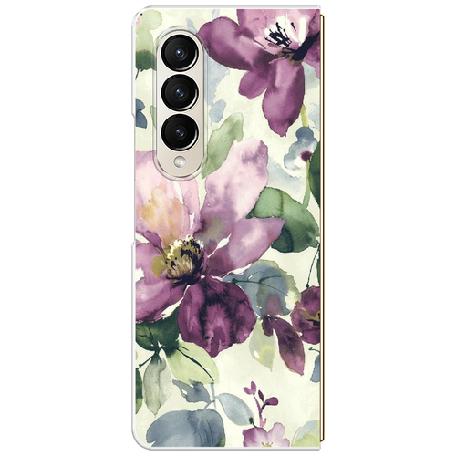 Пластиковый чехол на Samsung Galaxy Z Fold 4 / Самсунг Галакси Зет Фолд 4 Сиреневые цветы-акварель
