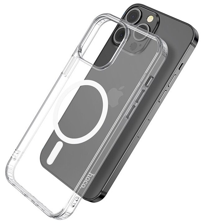 Чехол-накладка HOCO Magnetic series airbag iPhone 14, прозрачный