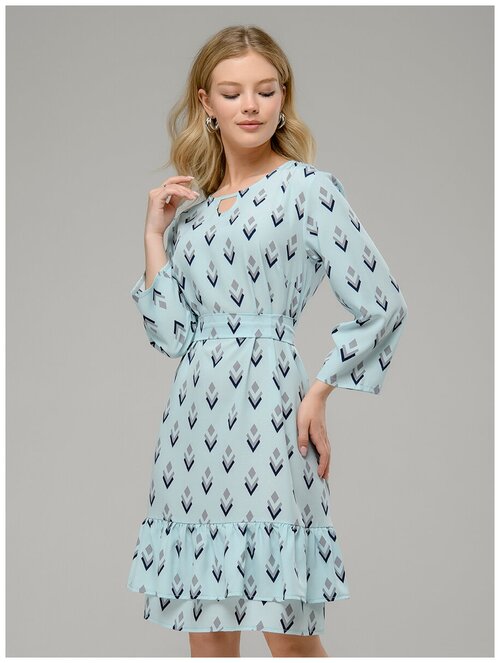 Платье 1001dress, повседневное, мини, размер 42, голубой