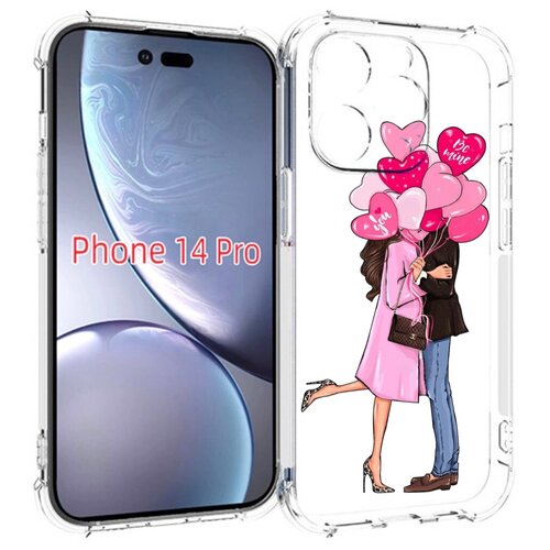 Чехол MyPads девушка-с-парнем-сердечки женский для iPhone 14 Pro задняя-панель-накладка-бампер